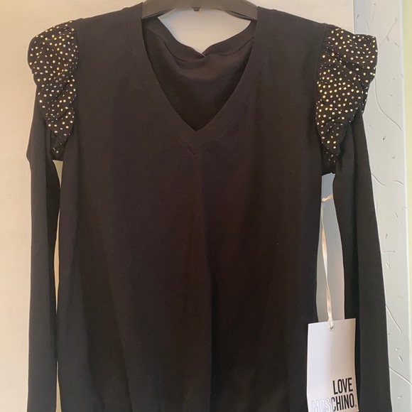 Love Moschino Gold Metallic Embellished Top New
